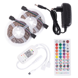 Kit Tira LED 72W 3,000Lm 300 LEDs 10M RGB Blister Transformador, Controlador, Control Bluetooth IP20 40,000H