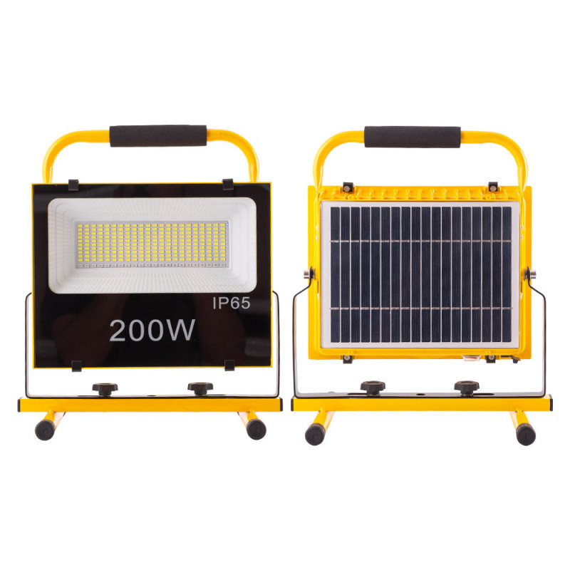 Proyector LED Solar 200W 6500K Panel: 6V/12W Bateria: 7.2V/18000MaH Control Remoto  [WR-KFL-E-200W]