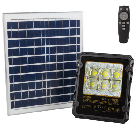 Proyector 200W con Panel Solar Control Remoto IP65  [1916-FLSOL-200W-CW]