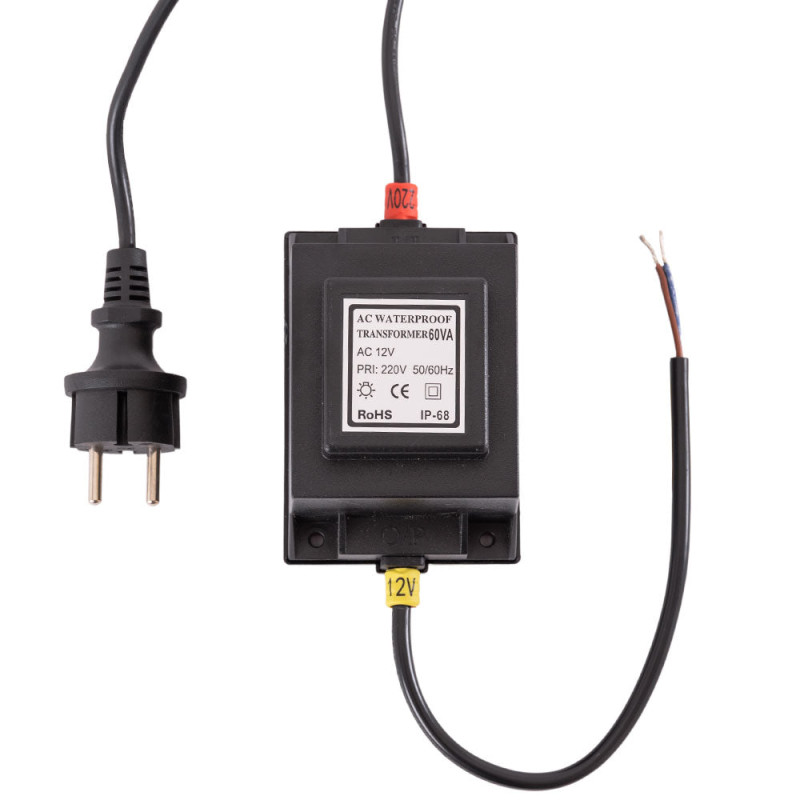 Transformador -  Fuente de Alimentación AC/DC -  Convertidor AC/DC 230 VAC/12VDC -  60W  IP68 [PL21900060WIP68]