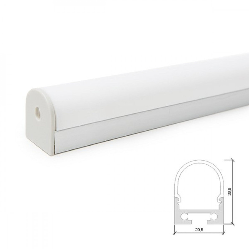 Perfíl Aluminio Curvado para Tira LED Techo/Colgante Difusor Opal LLE-ALP027 x 2M