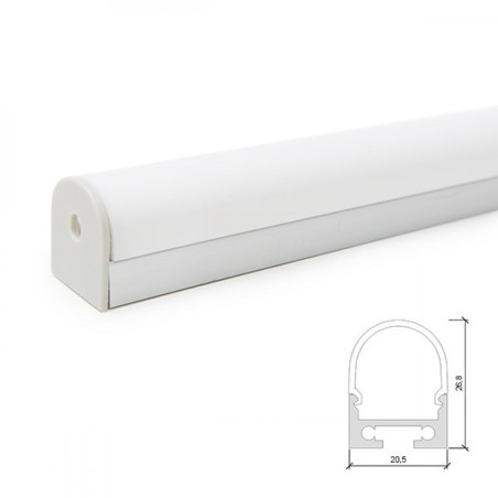 Perfíl Aluminio Curvado para Tira LED Techo/Colgante Difusor Opal LLE-ALP027 x 2M