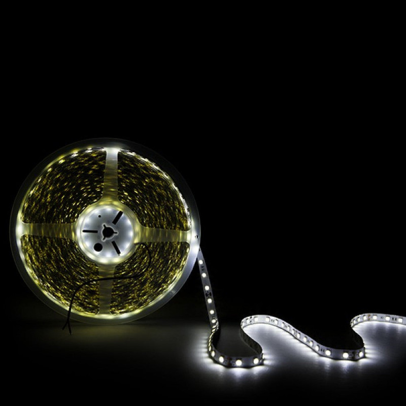 Tira de 60 LEDs/M 14.4W 20.400Lm CRI85 6000ºK SMD5050 24VDC IP20 x20M 40.000H [CA-5050-60-14,4W-20M-CW]-Blanco Frío