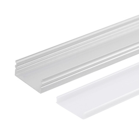 Perfíl Aluminio para Tira LED Doble - Difusor Opal x 2M