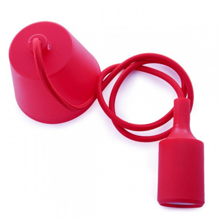 Portalámparas E27 Cable - Rosetón - Color Rojo