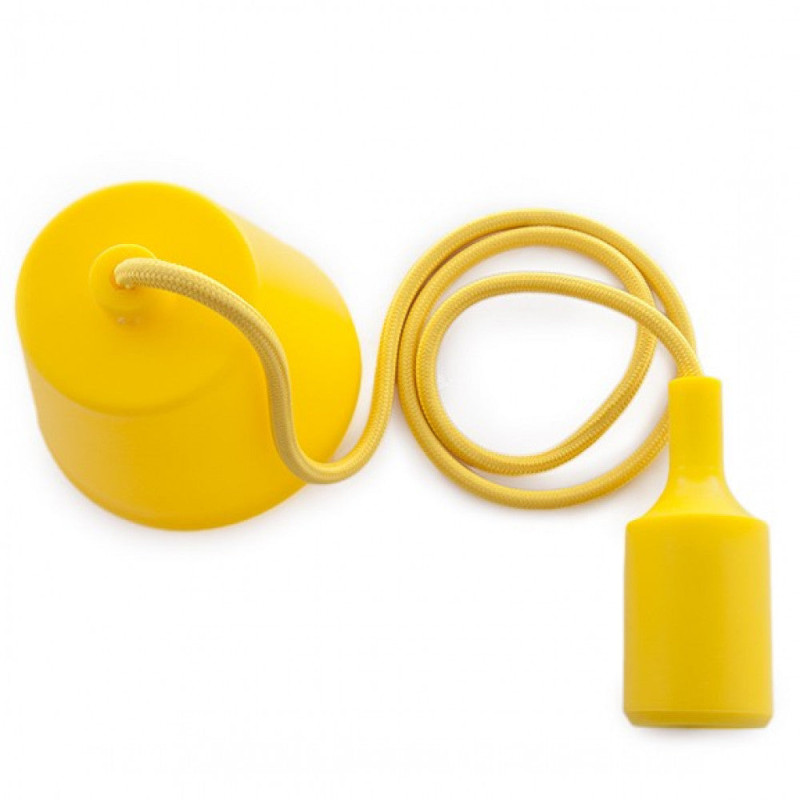 Portalámparas E27 Cable - Rosetón - Color Amarillo
