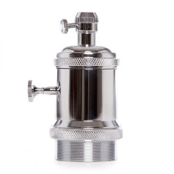 Portalámparas E27 Cobre Baquelita- Interruptor Rotativo, Color Cromo [AM-AH008]