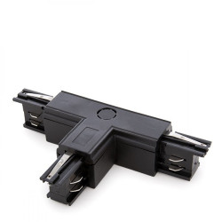 Conector T Carril Trifásico Negro