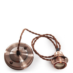 Pendel E27 Cable Trenzado 1000Mm X 0,75Mm de Tela - Rosetón  [SC-MPL007]
