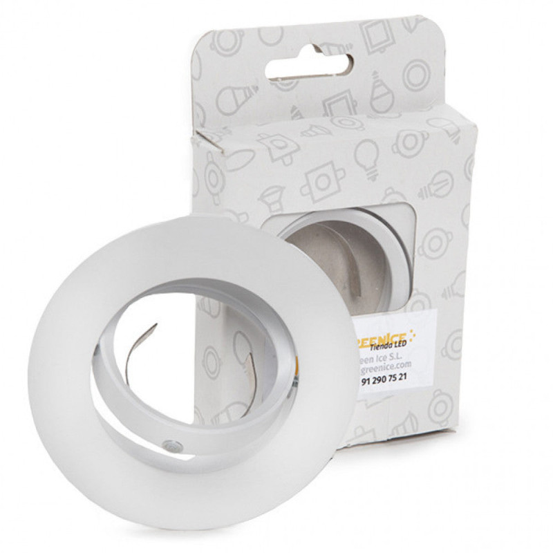 Aro Foco Downlight  Basculante Circular Aluminio Blanco 93Mm Estuche Personalizado
