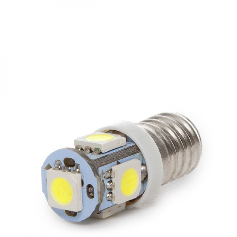 Bombilla LED E10 1W 90Lm 6000ºK 12VDC LEDs 40.000H  [CA-E10-5MD5050-CW]