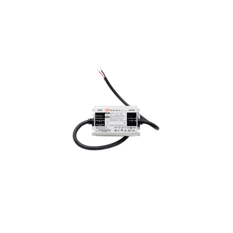 XLG-25-A IP67 Driver MEANWELL Potencia Constante Entrada: 90-305VAC Salida: 22-54VDC Corriente 250-1050mA 25W PFC   Potenciometr