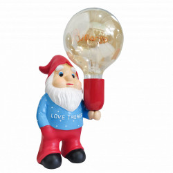 Gnomo Cerámica Acabado Color Azul/Rojo con Bombilla LED G125 "Amore" [AM-NN202]