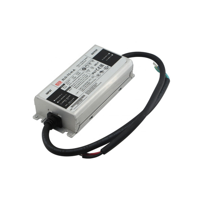 XLG-75-H-A IP67 Driver MEANWELL Potencia Constante Entrada:100-305VAC Salida:27-56VDC Corriente 1300-2100mA 75W PFC   Potenciome