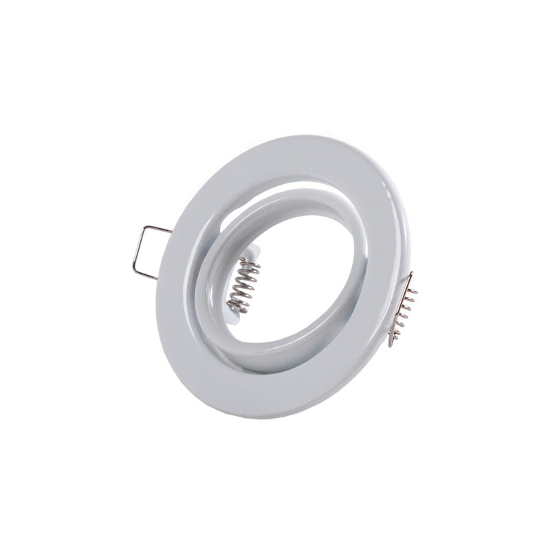Aro Foco Downlight Circular Basculante  "Vepa" Acero 90mm - Blanco