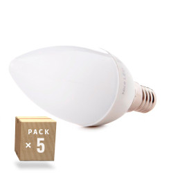 Pack 5 Bombillas LED E14 5W 500Lm 6000ºK 40.000H  [HO-C37-E14-5W-RC-CW-PK5-AP]