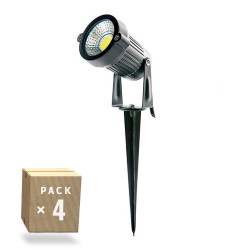 Pack 4 Focos LED Pincho Jardín 5W 450Lm 6000ºK 40.000H  [SL-SL-C10-5W-CW-PK4-AP]