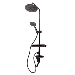Conjunto Ducha Latón/Zinc - Acero Inoxidable- ABS, Negro, Agua Caliente-Fría, Monomando [QLI-FA-3019]
