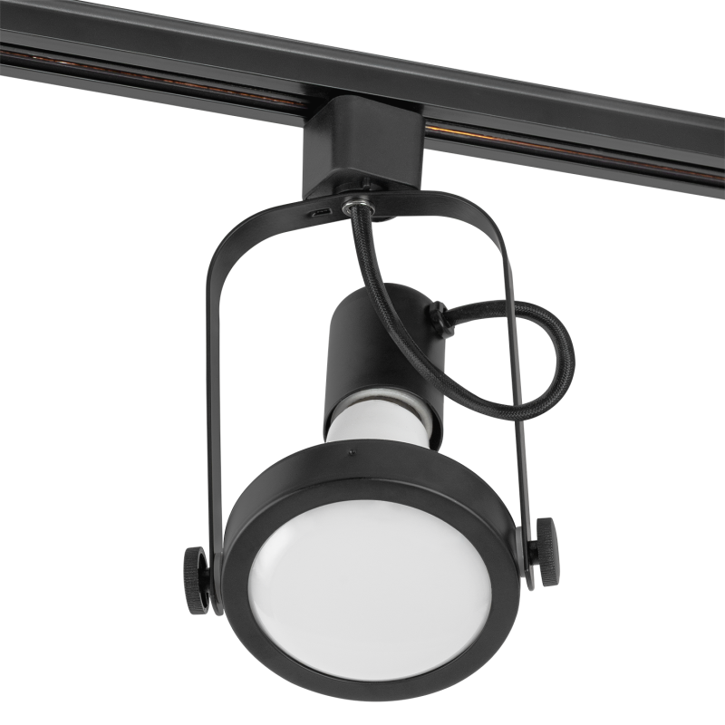 Foco de Carril Monofásico E27 Sin Bombilla Negro [HO-FC-E27-B]