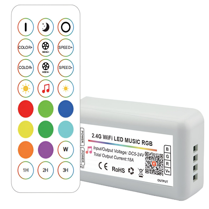 Controlador LED Tuya Wifi 2,4G RF RGB 24 Teclas [HLP-YS-WIFI-RF24-03]