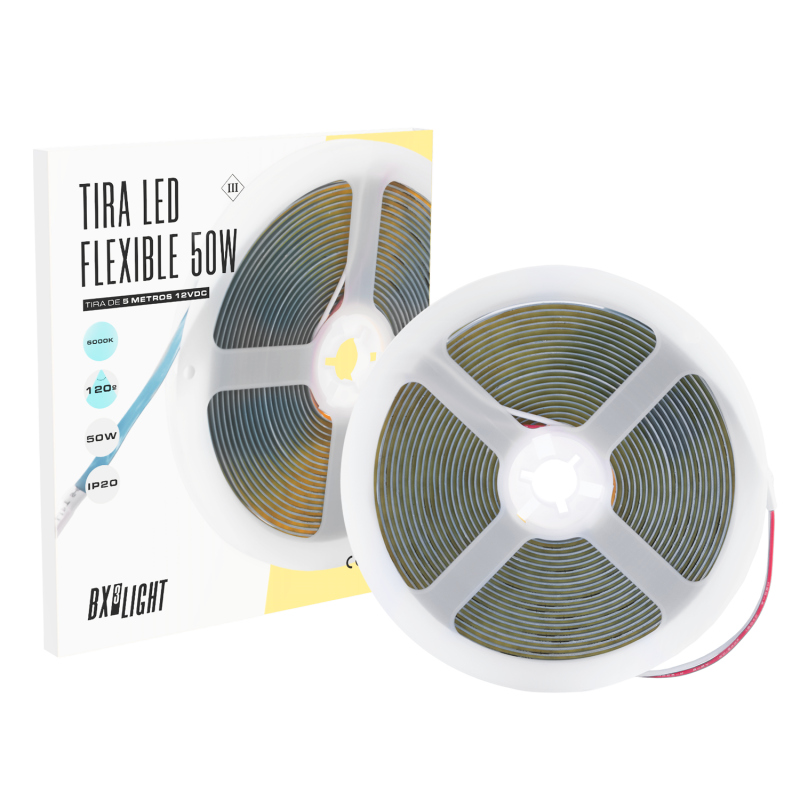 Tiras de Led Flexible 50W IP20 6000 K 12 VDC  5 m. [BX3-COB-320-12DC-CW]