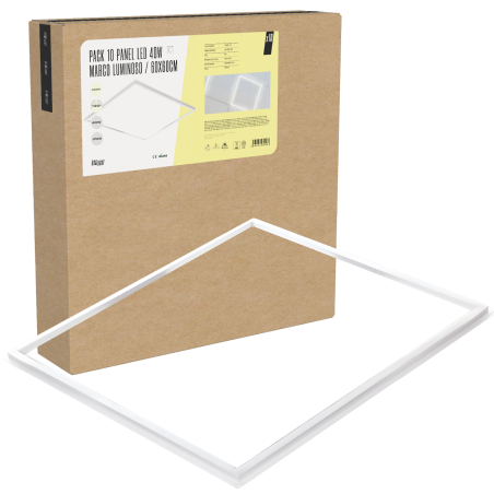 Pack 10 Panel Led 40W 3.600Lm 6000ºK 60X60Cm Marco Luminoso 40.000H [BX3-LPF-6060-40W-CW]