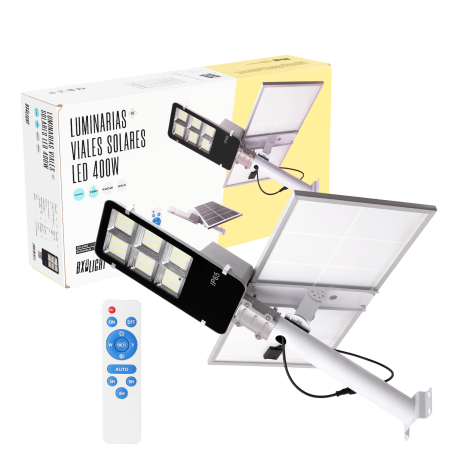 Luminarias Viales Solar  -  Alumbrado Publico -  Farolas Led -  Entornos Urbanos y Residenciales  400W IP65 6000 k  [BX3-FAR-SOL