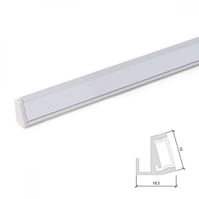 Perfíl Aluminio para Tira LED Estanterías Cristal 6Mm x 1M