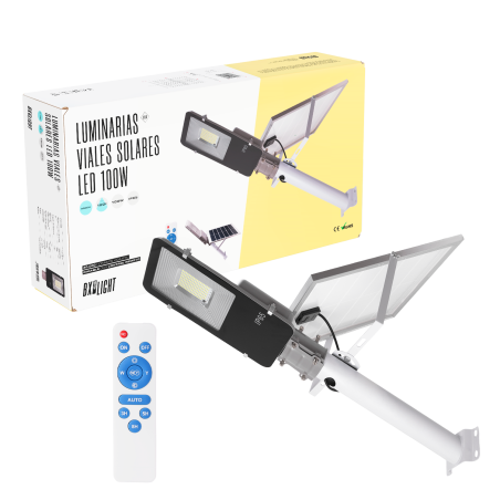 Luminarias Viales Solar  -  Alumbrado Publico -  Farolas Led -  Entornos Urbanos y Residenciales  100W IP65 6000 k  [BX3-FAR-SOL