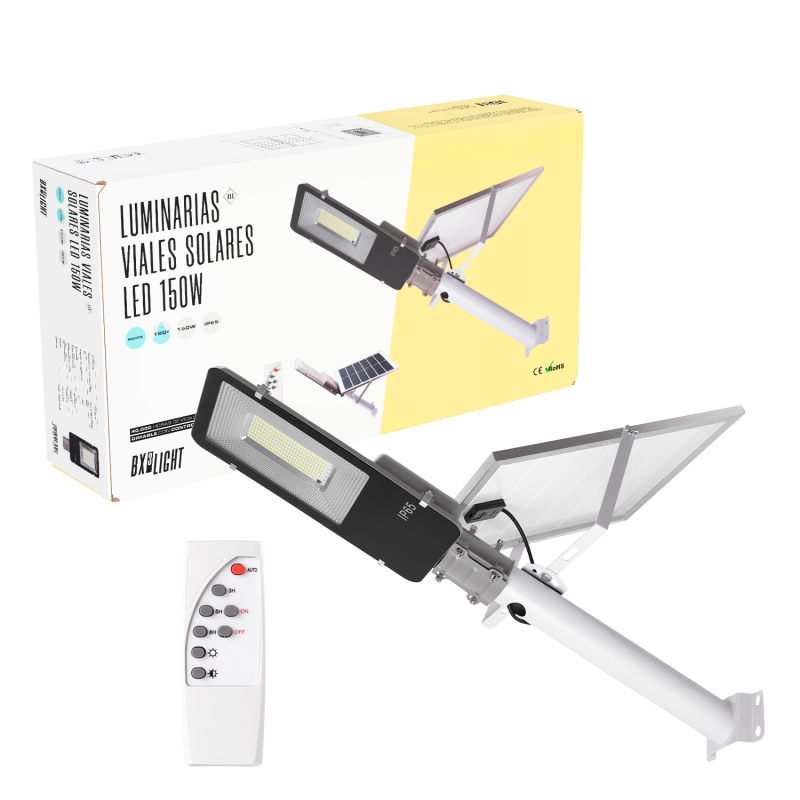 Luminarias Viales Solar  -  Alumbrado Publico -  Farolas Led -  Entornos Urbanos y Residenciales  150W IP65 6000 k [BX3-FAR-SOL-