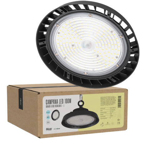 Campana LED 100W ( 72W-96W-120W ) 18000Lm Driver Lifud Regulable 1-10V Chip Philips CW 6000ºK 90º