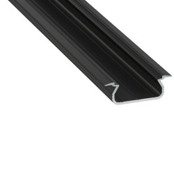 Perfíl Aluminio KIMERA-SELDE Anodizado Negro con Difusor Opal y Tapones 2,02M