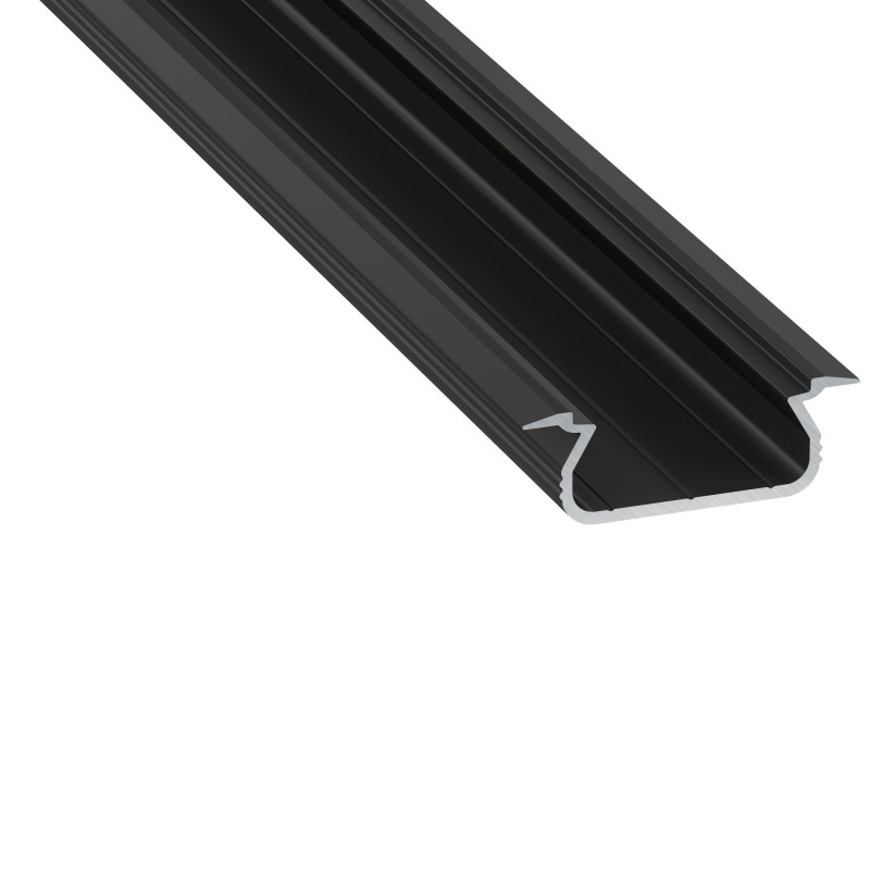 Perfíl Aluminio KIMERA-SELDE Anodizado Negro con Difusor Opal y Tapones 2,02M