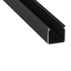 Perfíl Aluminio KIMERA-HELSE Anodizado Negro con Difusor Opal y Tapones 2,02M