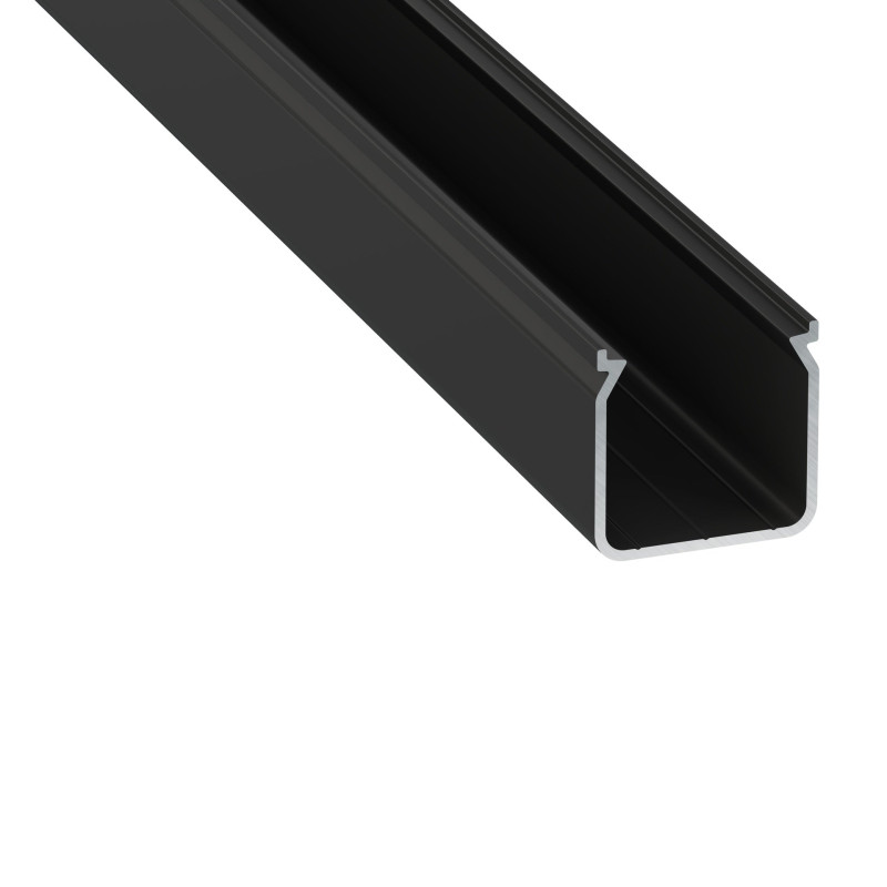 Perfíl Aluminio KIMERA-HELSE Anodizado Negro con Difusor Opal y Tapones 2,02M