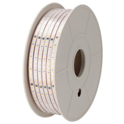 Tira de 60 LEDs/M 1500Lm/M 6000ºK SMD2835 Autorectificada Difusor Microprismático 220VAC IP65 x50M 40.000H
