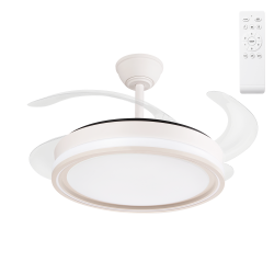 Ventilador Dc Bandido Función Verano-Invierno 59w Blanco 4 Aspas 107d 5900lm 3500-4000-6500k  Remoto y Temporizador