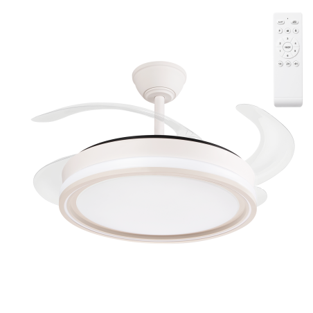 Ventilador Dc Bandido Función Verano-Invierno 59w Blanco 4 Aspas 107d 5900lm 3500-4000-6500k  Remoto y Temporizador