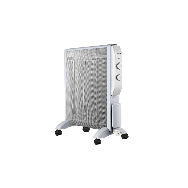 Radiador De Mica Abrigo 2000w 4 Elementos Blanco/Plata 2 potencias Antivuelco, Luz Indicadora Termostato Regulable 61,5x56x26,5