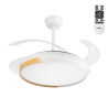 Ventilador de Techo LED Blanco/Haya Función Verano-Invierno 45W 4400LM CCT (Tonalidad Luz Regulable) DC Ultra Silencioso con Man