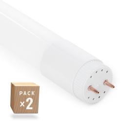 Pack 2 Tubo LED T8 18W 2.880Lm 6000ºK Vidrio 120Cm  Conexión 2 Extremos 40.000H