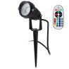 Foco Led con Pincho Jardín 5W 60º IP65 RGBW Acabado Negro con Mando a Distancia