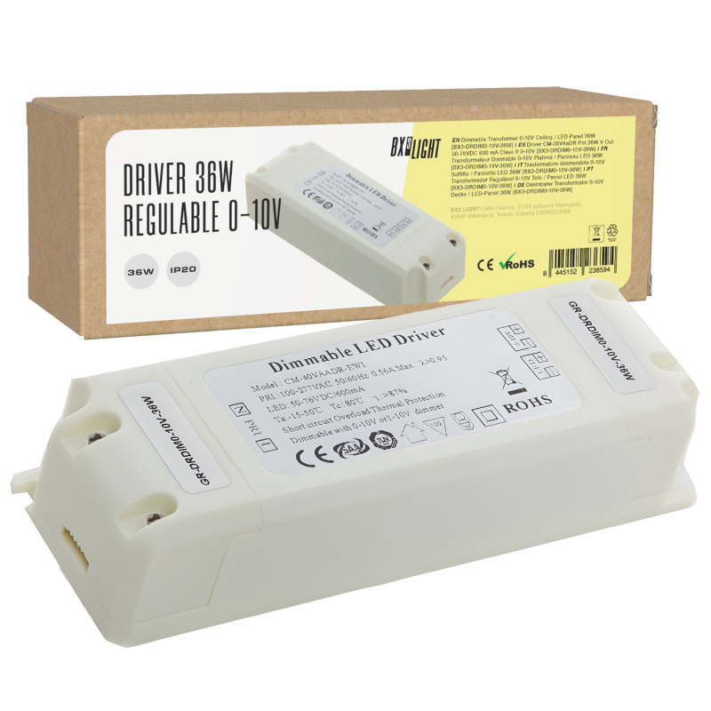 Driver CM-36VAaDR Pot.36W V Out 50-76VDC 600 mA Clase II 0-10V [BX3-DRDIM0-10V-36W]