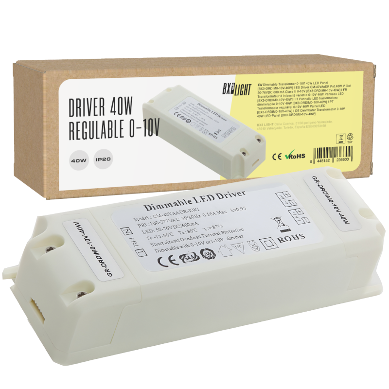 Driver CM-40VAaDR Pot.40W V Out 50-76VDC 600 mA Clase II 0-10V [BX3-DRDIM0-10V-40W]