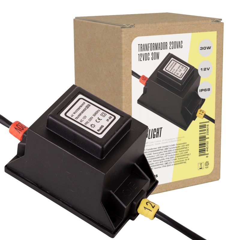 Transformador LED 30W 230VAC/12VAC Sumergible IP68  [BX3-21900030WIP68]