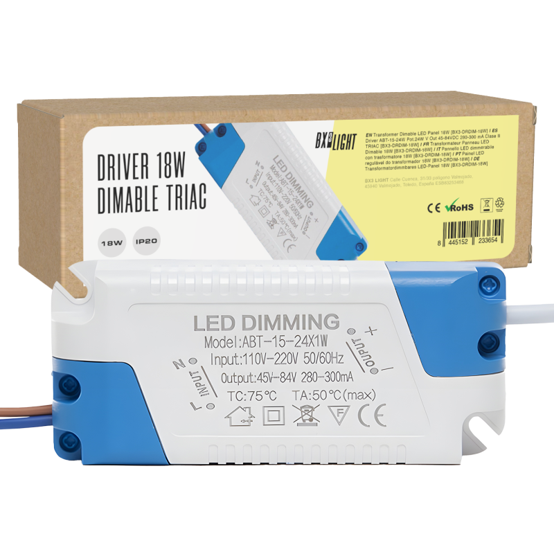 Driver ABT-15-24W Pot.24W V Out 45-84VDC 280-300 mA Clase II TRIAC [BX3-DRDIM-18W]