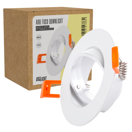 Aro Foco Downlight  Circular Basculante AluMinio Blanco 93Mm [BX3-ARO-1004]