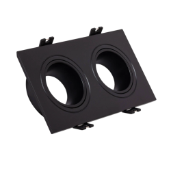 Aro Foco Downlight 2xGU10 Policarbonato Rectangular Negro