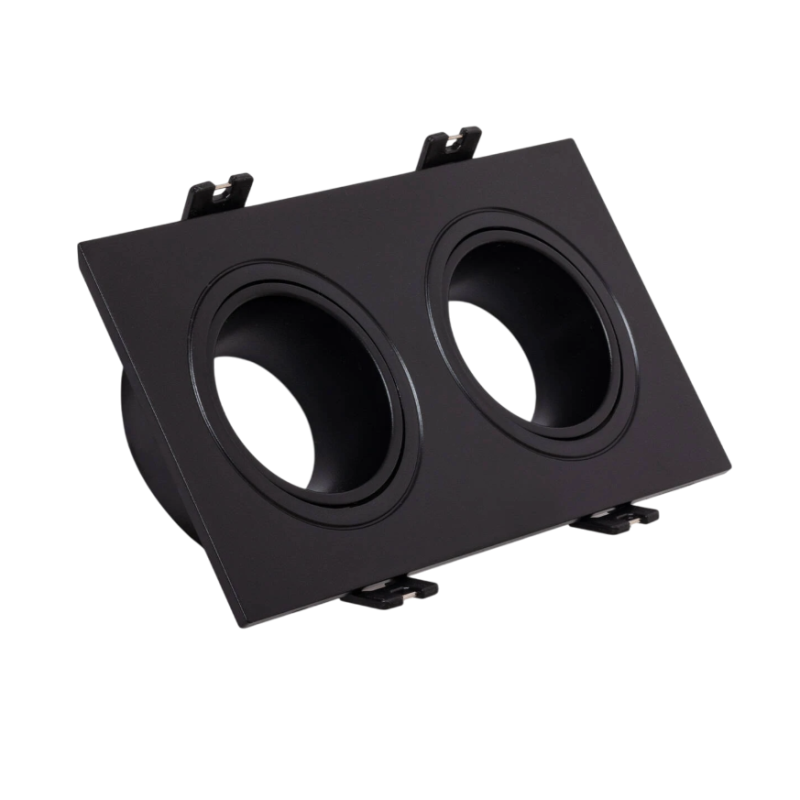 Aro Foco Downlight 2xGU10 Policarbonato Rectangular Negro