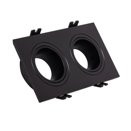 Aro Foco Downlight 2xGU10 Policarbonato Rectangular Negro